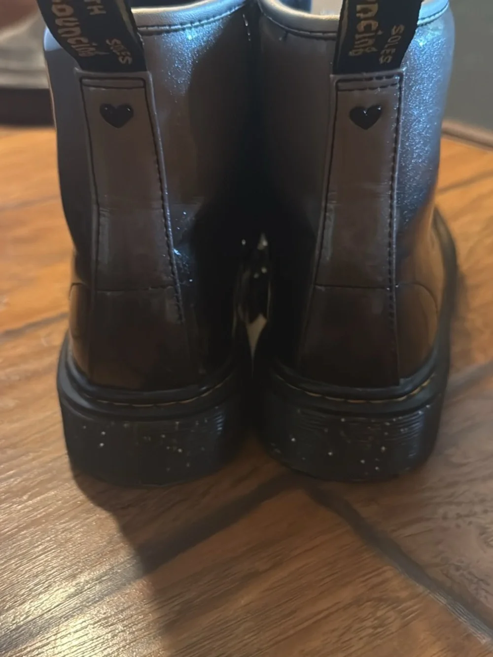 Dr. Martens Black Patent Leather Boots with Silver Laces